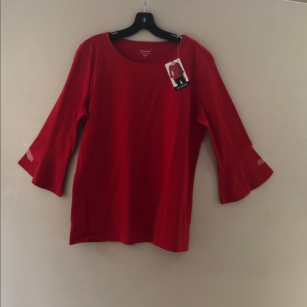 Red Bell-Sleeve Women's Top - Large
